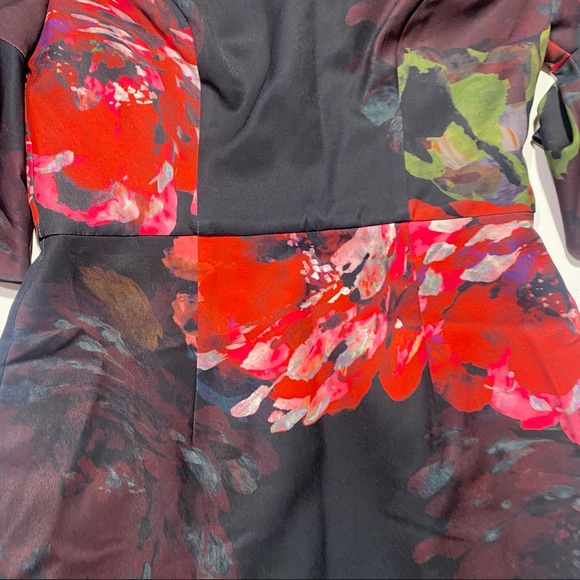 Trina Turk Black & Red Trousdale Floral Float V-neck Ruffles Sleeve Dress NWT 4 - Picture 11 of 16